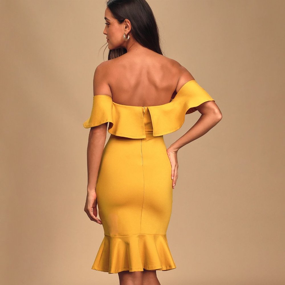 Lulu's Off-the-Shoulder Bodycon Dress | Size S - Picture 4 of 10